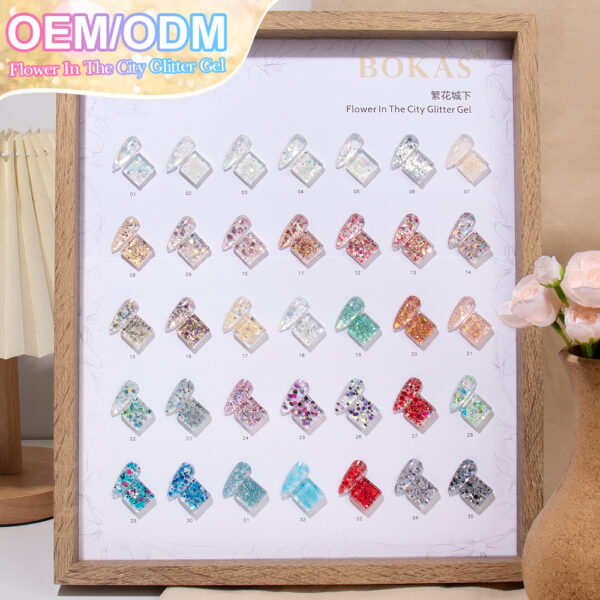 BOKAS CJ-35 OEM/ODM 35 Colors Flower In The City Glitter Gel Nail Polish