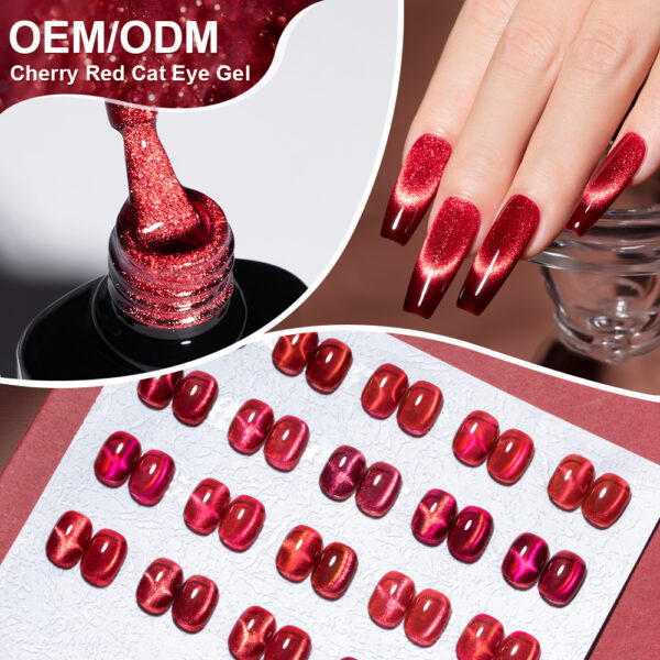 BOKAS BK-24 OEM/ODM 24 Colors Cherry Red Cat Eye GeL Nail Polish