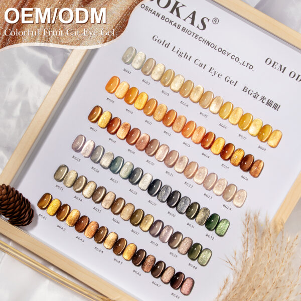 BOKAS BG-48 OEM/ODM 48 Colors Gold Light Cat Eye GeL Nail Polish