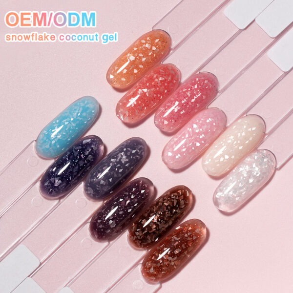 BOKAS BA-12 OEM/ODM 12 Colors Snowflake Coconut Glitter Gel Nail Polish