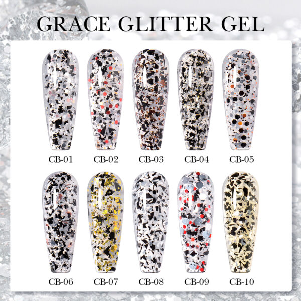 BOKAS CB-10 OEM/ODM 10 Colors Grace Glitter Gel Nail Polish