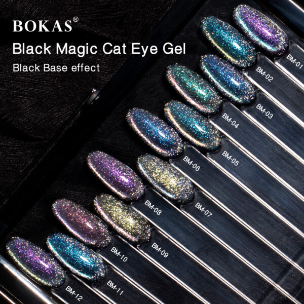 BOKAS BW-12 OEM/ODM 12 Colors Black Magic Cat Eye GeL Nail Polish