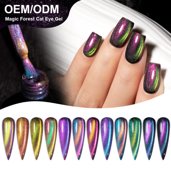 BOKAS BS-12 OEM/ODM 12 Colors Magic Forest Cat Eye GeL Nail Polish