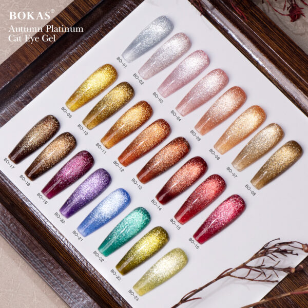 BOKAS BO-24 OEM/ODM 24 Colors Autumn Platinum Cat Eye GeL Nail Polish