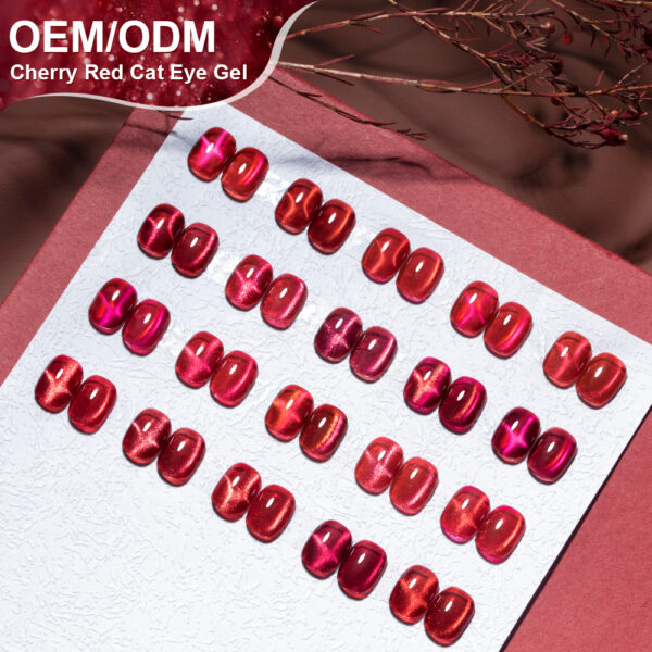 BOKAS BK-24 OEM/ODM 24 Colors Cherry Red Cat Eye GeL Nail Polish
