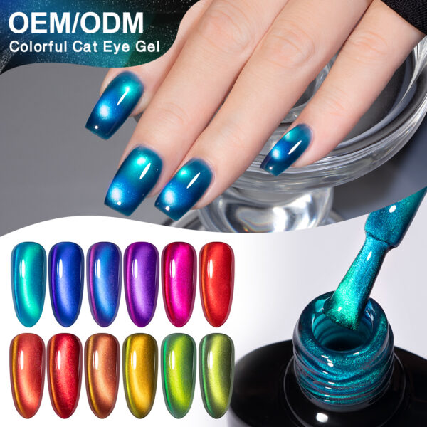 BOKAS BJ-12 OEM/ODM 12 Colors Colorful Cat Eye GeL Nail Polish