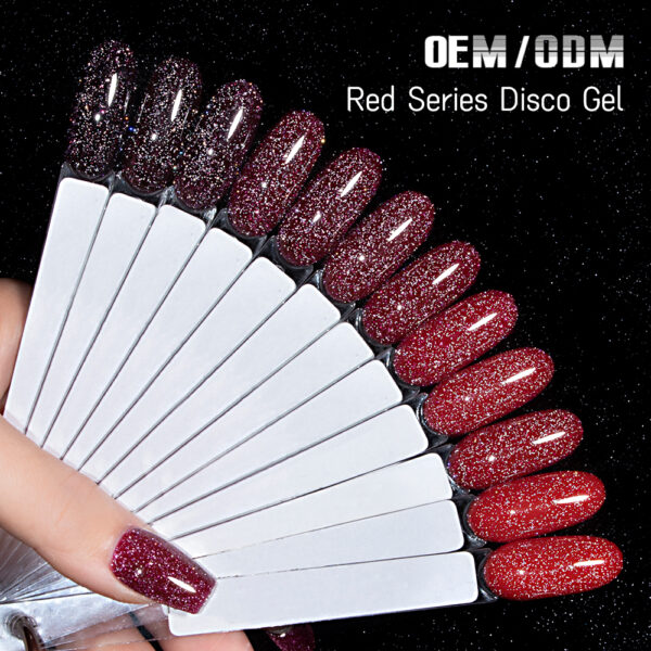 BOKAS BC-12 OEM/ODM 12 Colors Diamond Reflective Red Series Disco Gel Nail Polish