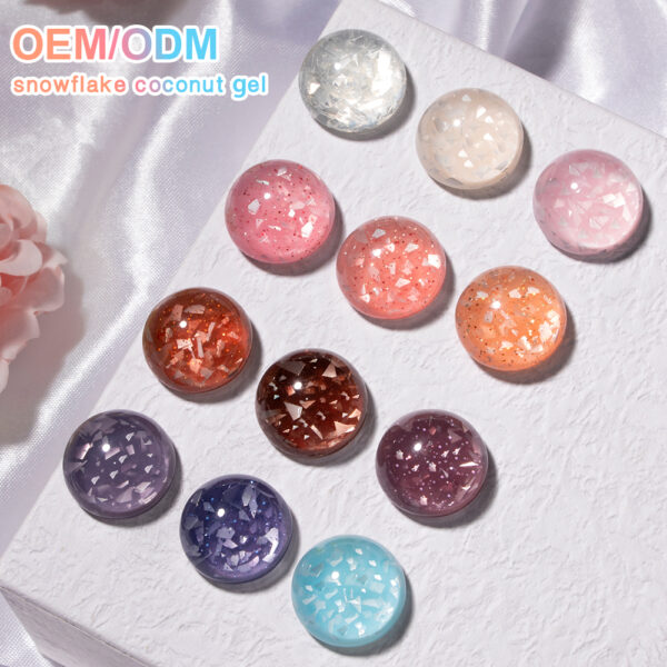 BOKAS BA-12 OEM/ODM 12 Colors Snowflake Coconut Glitter Gel Nail Polish
