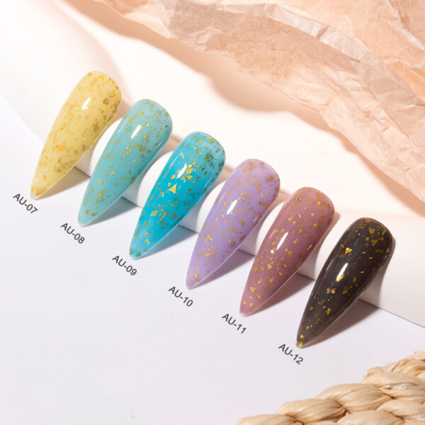 BOKAS AU-12 OEM/ODM 12 Colors Gold Sequins Gel Nail Polish