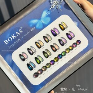 BOKAS DQ-12 OEM/ODM 12 Colors Aurora Borealis Cat Eye GeL Nail Polish