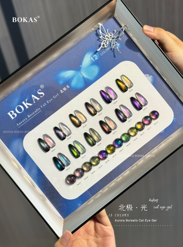 BOKAS DQ-12 OEM/ODM 12 Colors Aurora Borealis Cat Eye GeL Nail Polish
