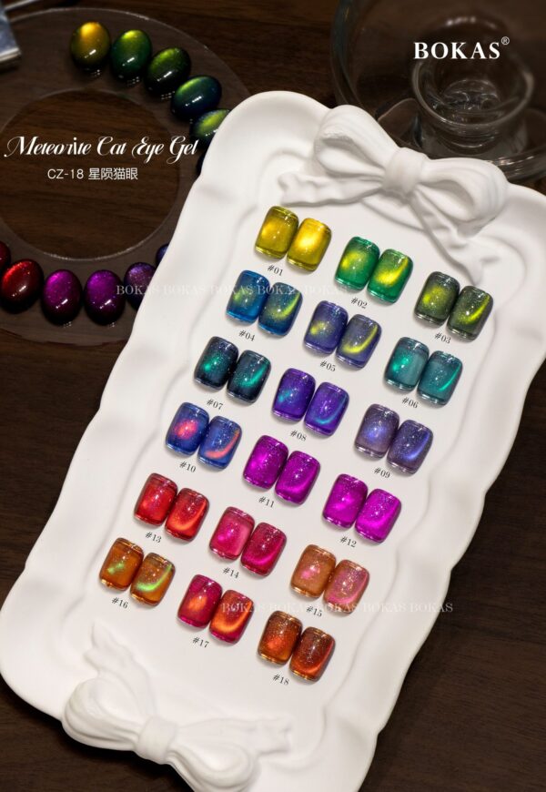 BOKAS CZ-18 OEM/ODM 18 Colors Meteortie Cat Eye GeL Nail Polish