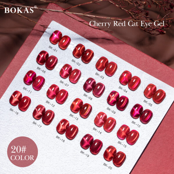 BOKAS BK-24 OEM/ODM 24 Colors Cherry Red Cat Eye GeL Nail Polish