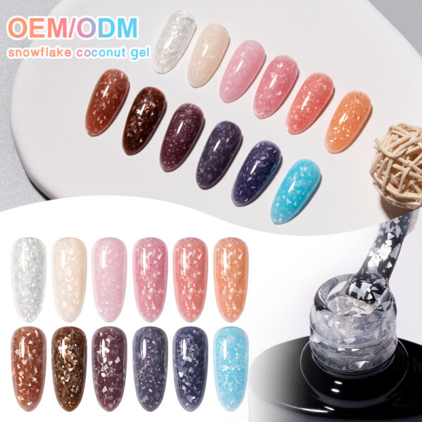 BOKAS BA-12 OEM/ODM 12 Colors Snowflake Coconut Glitter Gel Nail Polish