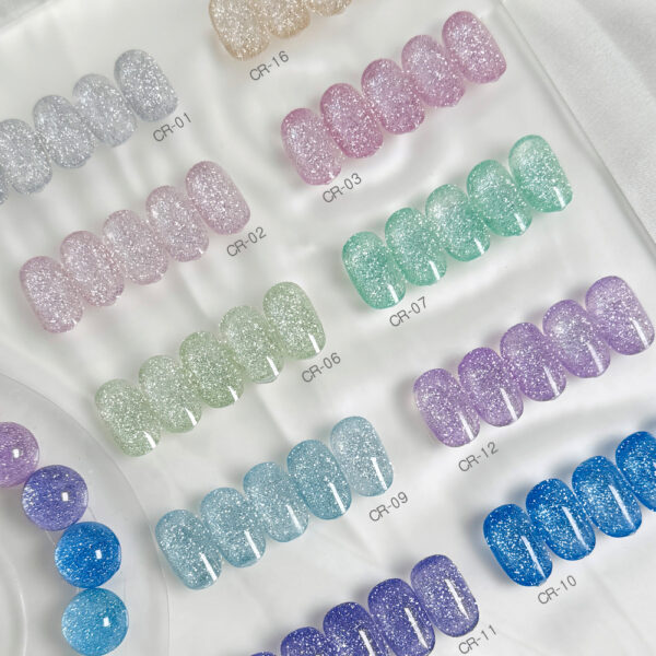 BOKAS CR-20 OEM/ODM 20 Colors Disco glitter White Diamond Reflective Gel Nail Polish