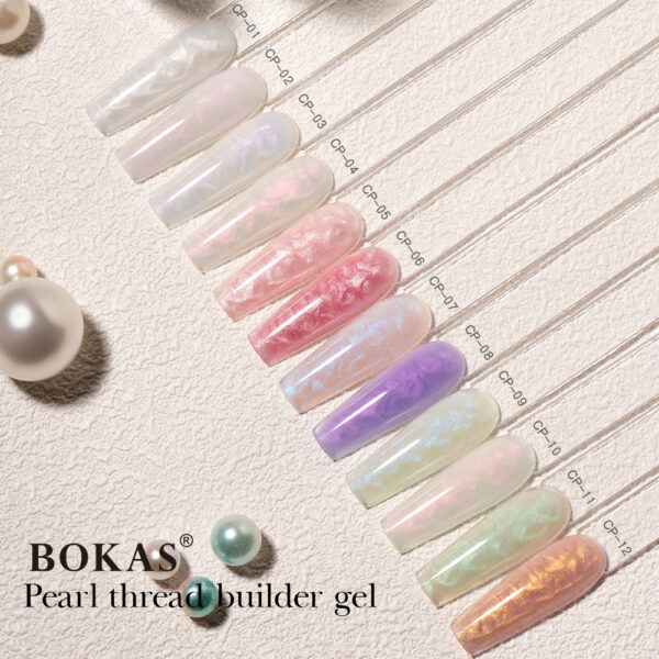 BOKAS CP-12 OEM/ODM 12 Color Pearl Threaded Builder Gel