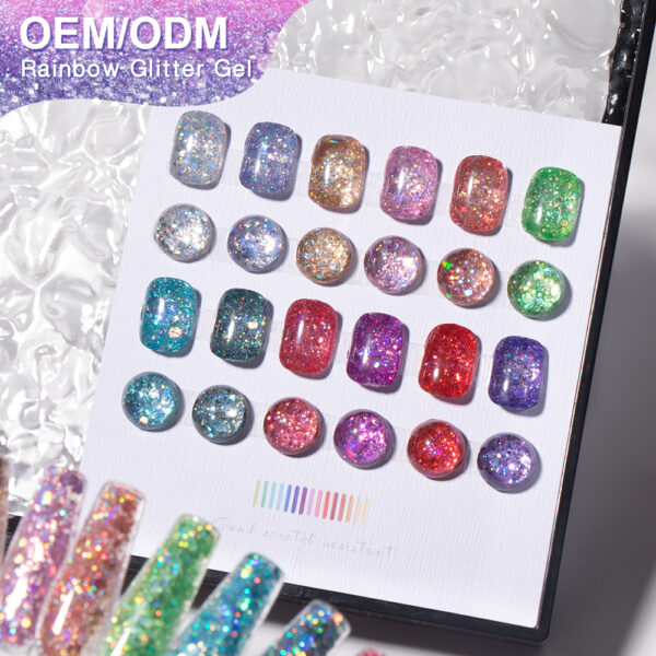 BOKAS BX-12 OEM/ODM 12 Colors Rainbow Glitter Gel Nail Polish