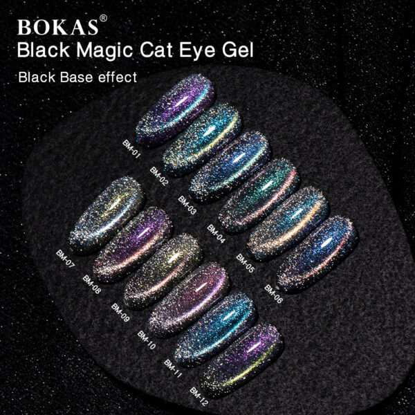 BOKAS BW-12 OEM/ODM 12 Colors Black Magic Cat Eye GeL Nail Polish