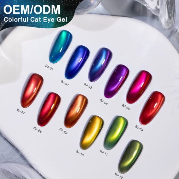 BOKAS BJ-12 OEM/ODM 12 Colors Colorful Cat Eye GeL Nail Polish
