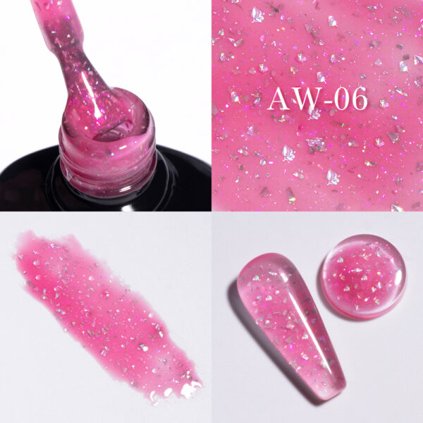 BOKAS AW-12 OEM/ODM 12 Colors Jasmine Brocade Rubber Base Coat Glitter Gel Nail Polish
