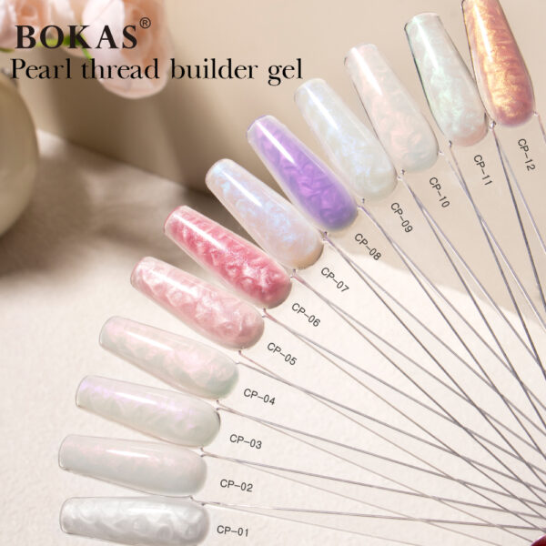 BOKAS CP-12 OEM/ODM 12 Color Pearl Threaded Builder Gel