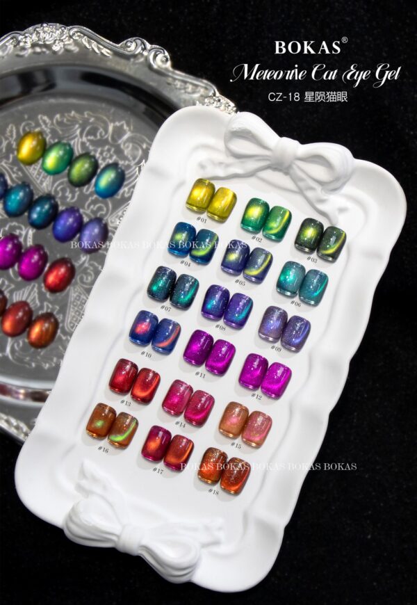 BOKAS CZ-18 OEM/ODM 18 Colors Meteortie Cat Eye GeL Nail Polish