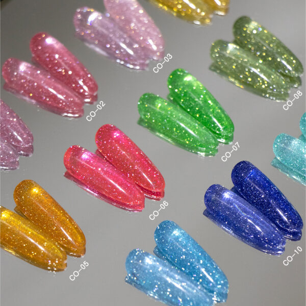 BOKAS CO-12 OEM/ODM 12 Colors Disco Diamond Reflective Rainbow Sweets Gel Nail Polish