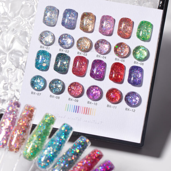 BOKAS BX-12 OEM/ODM 12 Colors Rainbow Glitter Gel Nail Polish