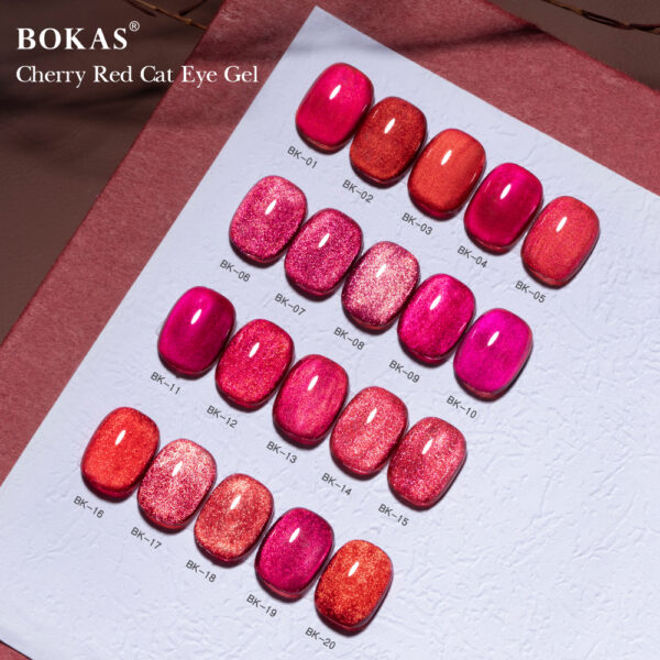 BOKAS BK-24 OEM/ODM 24 Colors Cherry Red Cat Eye GeL Nail Polish