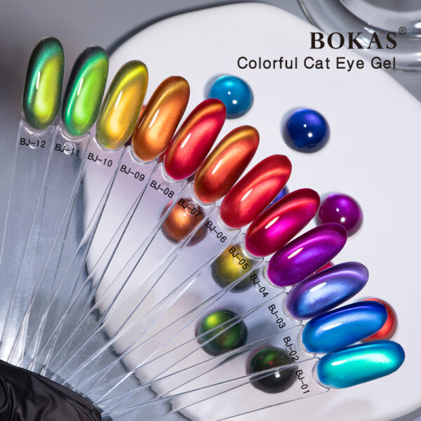 BOKAS BJ-12 OEM/ODM 12 Colors Colorful Cat Eye GeL Nail Polish