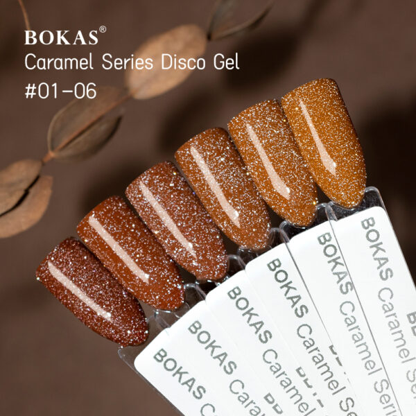BOKAS BB-12 OEM/ODM 12 Colors Diamond Reflective Caramel Series Disco Gel Nail Polish
