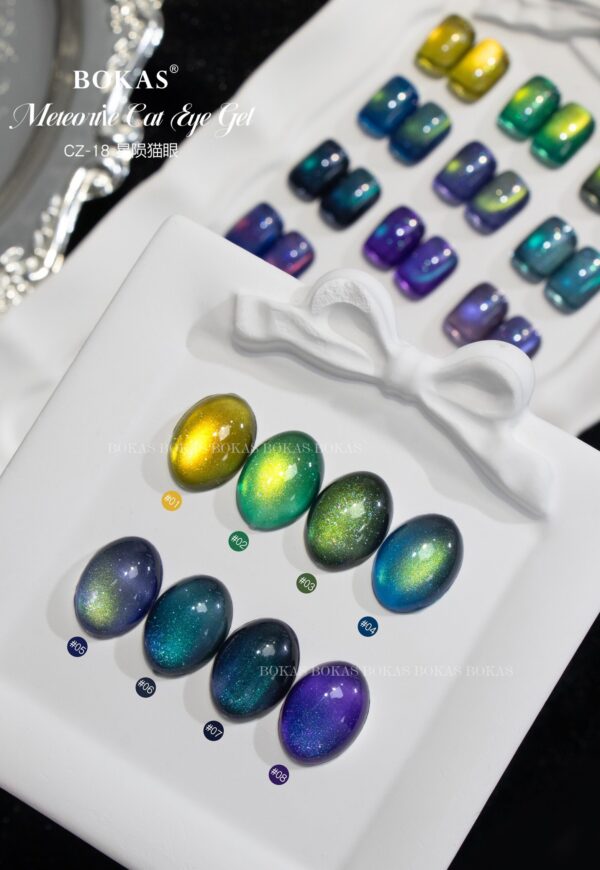 BOKAS CZ-18 OEM/ODM 18 Colors Meteortie Cat Eye GeL Nail Polish