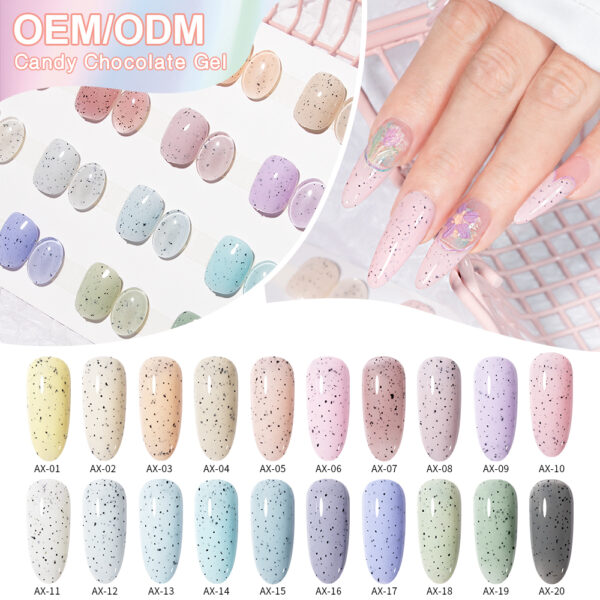 BOKAS AX-20 OEM/ODM 20 Colors Candy Chocolate Glitter Gel Nail Polish