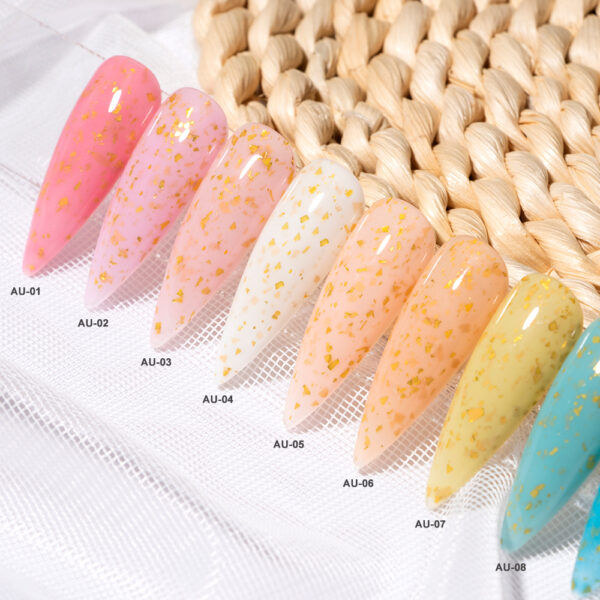 BOKAS AU-12 OEM/ODM 12 Colors Gold Sequins Gel Nail Polish
