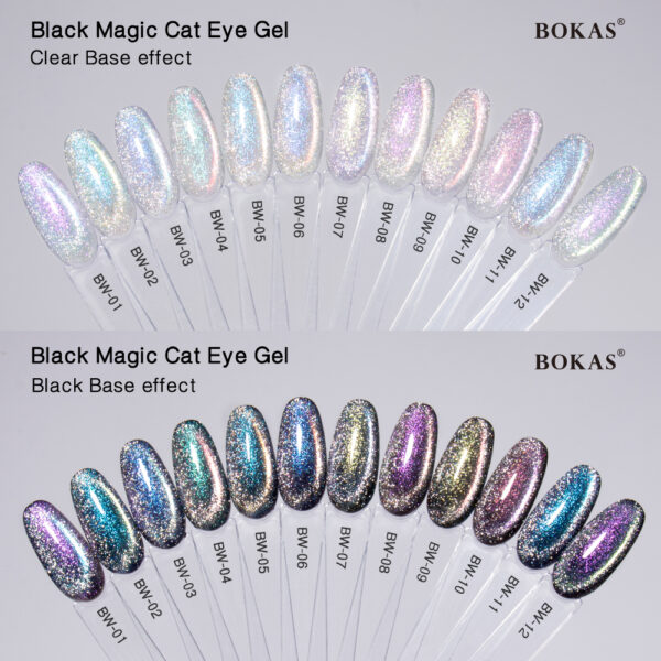 BOKAS BW-12 OEM/ODM 12 Colors Black Magic Cat Eye GeL Nail Polish