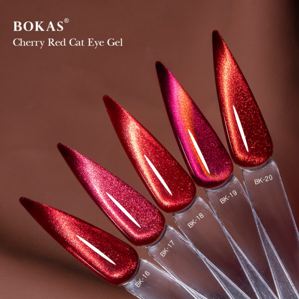 BOKAS BK-24 OEM/ODM 24 Colors Cherry Red Cat Eye GeL Nail Polish