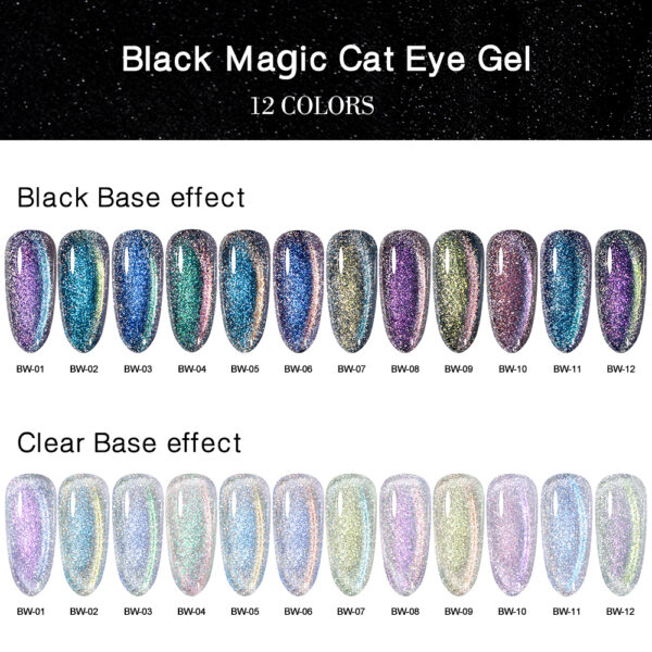 BOKAS BW-12 OEM/ODM 12 Colors Black Magic Cat Eye GeL Nail Polish