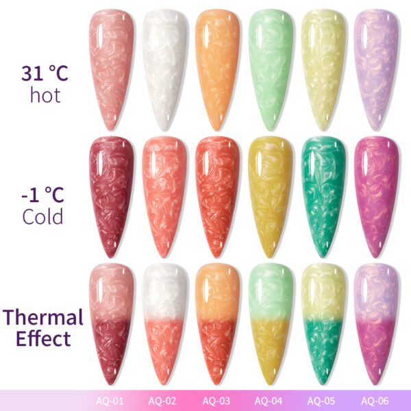 BOKAS AQ-12 OEM/ODM 12 Colors Temperature Change Threaded Gel Nail Polish