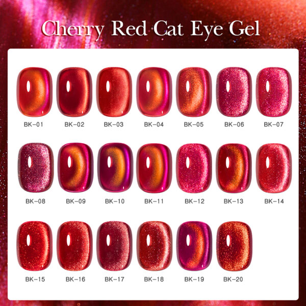 BOKAS BK-24 OEM/ODM 24 Colors Cherry Red Cat Eye GeL Nail Polish