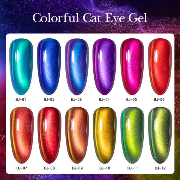 BOKAS BJ-12 OEM/ODM 12 Colors Colorful Cat Eye GeL Nail Polish