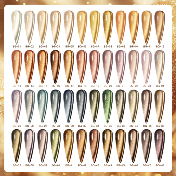 BOKAS BG-48 OEM/ODM 48 Colors Gold Light Cat Eye GeL Nail Polish