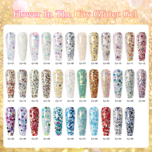BOKAS CJ-35 OEM/ODM 35 Colors Flower In The City Glitter Gel Nail Polish