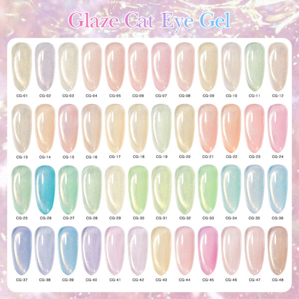 BOKAS CG-48 OEM/ODM 48 Colors Glaze Cat Eye Gel Nail Polish