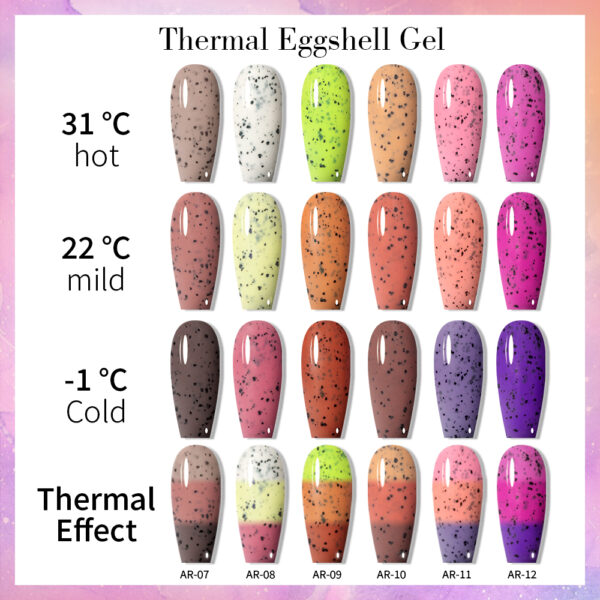 BOKAS AR-12 OEM/ODM 12 Colors Temperature Change Eggshell Gel Nail Polish